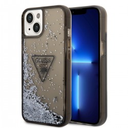 Guess iPhone 14 Plus Hülle Case Cover Glitter Palm Schwarz Transparent