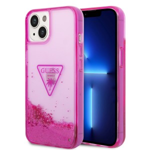 Guess iPhone 14 Hülle Case Cover Glitter Palm Pink Fuchsia