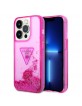 Guess iPhone 14 Pro Hülle Case Cover Glitter Palm Pink Fuchsia