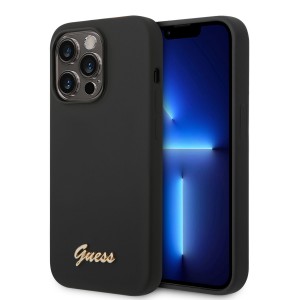 GUESS iPhone 14 Pro Case Cover Silicone Logo Vintage Black