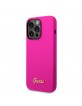 GUESS iPhone 14 Pro Hülle Case Cover Silikon Vintage Logo Fuchsia Pink