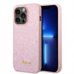 Guess iPhone 14 Pro Case Cover Glitter Script Pink