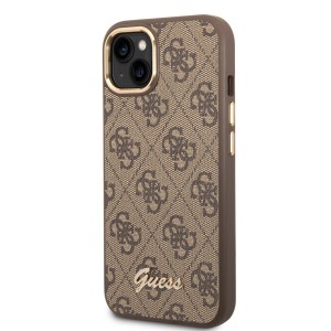 Guess iPhone 14 Hülle Case Cover Vintage Logo 4G Braun