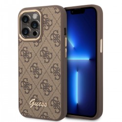 Guess iPhone 14 Pro Hülle Case Cover Vintage Logo 4G Braun