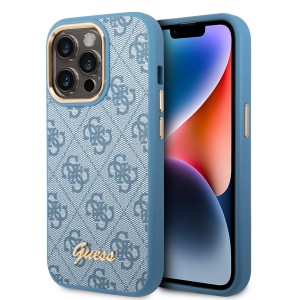 Guess iPhone 14 Pro Max Case Cover Vintage Logo 4G Blue