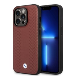 BMW iPhone 14 Pro Hülle Case MagSafe Echtleder Pattern Rot