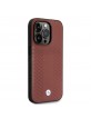 BMW iPhone 14 Pro Case MagSafe Genuine Leather Pattern Red