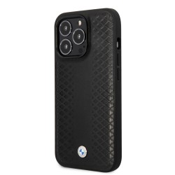 BMW iPhone 14 Pro Hülle Case Echtleder Cover Pattern Schwarz