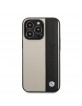 BMW iPhone 14 Pro Case Cover Real Leather Textured Beige