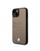 BMW iPhone 14 case cover genuine leather card slot brown