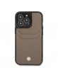 BMW iPhone 14 Pro Case Cover Real Leather Card Slot Brown