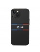 BMW iPhone 14 Hülle Case Silikon Tricolor Lines Schwarz