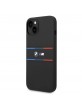 BMW iPhone 14 Plus Hülle Case Silikon Tricolor Lines schwarz