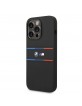 BMW iPhone 14 Pro Case Silicone Tricolor Printed Lines Black