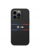 BMW iPhone 14 Pro Case Silicone Tricolor Printed Lines Black