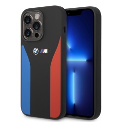 BMW iPhone 14 Pro Max Case Cover Silicone Blue Red Stripes M Black