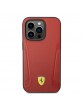 Ferrari iPhone 14 Pro Max Case MagSafe Genuine Leather Stamp Sides Red
