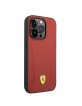 Ferrari iPhone 14 Pro Max Case MagSafe Genuine Leather Stamp Sides Red