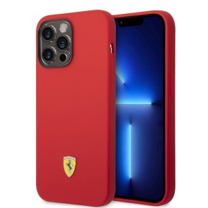 Ferrari iPhone 14 Pro Max Hülle Case Cover Silikon Metal Logo Rot