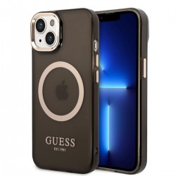 Guess iPhone 14 MagSafe Gold Case Cover Translucent Black