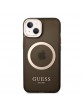 Guess iPhone 14 MagSafe Gold Case Cover Translucent Black