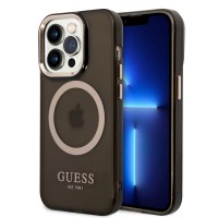 Guess iPhone 14 Pro Max MagSafe Gold Hülle Case Cover Translucent Schwarz