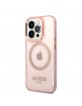 Guess iPhone 14 Pro MagSafe Hülle Case Cover Translucent Rosa