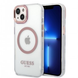 Guess iPhone 14 MagSafe Gold Case Cover Translucent Transparent