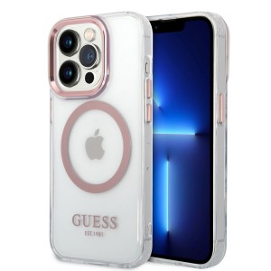 Guess iPhone 14 Pro MagSafe Gold Hülle Case Cover Translucent Transparent