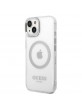 Guess iPhone 14 MagSafe Silber Hülle Case Cover Translucent Transparent