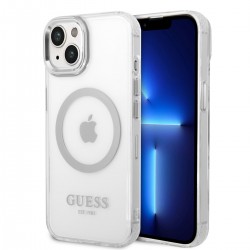 Guess iPhone 14 Plus MagSafe Silber Hülle Case Cover Translucent Transparent