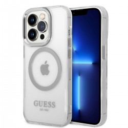 Guess iPhone 14 Pro Max MagSafe Silber Hülle Case Cover Translucent Transparent