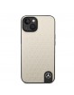 Mercedes iPhone 14 Genuine Leather Case Cover Stars Pattern Beige