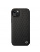 Mercedes iPhone 14 Plus Genuine Leather Case Cover Stars Pattern Black