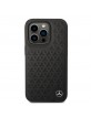 Mercedes iPhone 14 Pro Genuine Leather Case Cover Stars Pattern Black