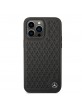 Mercedes iPhone 14 Pro Max Genuine Leather Case Cover Stars Pattern Black