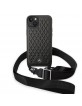 Mercedes iPhone 14 Plus Case Leather Stars Pattern Strap Black