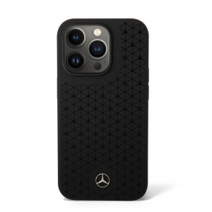 Mercedes iPhone 14 Pro Case Cover Silicone Stars Pattern Black