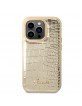 Guess iPhone 14 Pro Hülle Case Cover Croco Innenfutter Gold