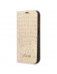Guess iPhone 14 Pro Max Tasche Book Case Cover Croco Vintage Logo Gold
