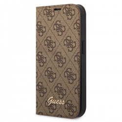 Guess iPhone 14 Tasche Book Case Cover 4G Vintage Logo Braun