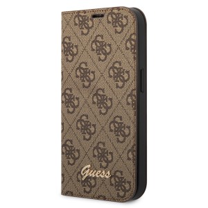 Guess iPhone 14 Case Book Case Cover 4G Vintage Logo Brown