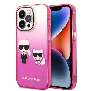 Karl Lagerfeld iPhone 14 Pro Hülle Case Cover Karl & Choupette Rosa Pink