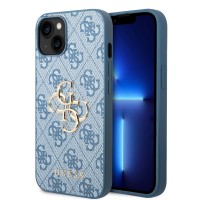 Guess iPhone 14 Hülle Case Cover 4G Big Metal Logo Blau