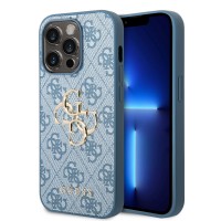 Guess iPhone 14 Pro Case Cover 4G Big Metal Logo Blue