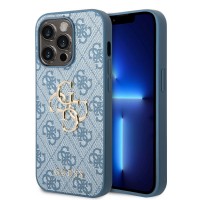 Guess iPhone 14 Pro Max Case Cover 4G Big Metal Logo Blue