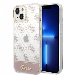 Guess iPhone 14 Plus Case Cover 4G Pattern Script Pink