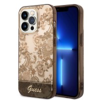 Guess iPhone 14 Pro Max Hülle Case Cover Porcelain Kollektion Braun