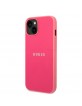Guess iPhone 14 Plus Hülle Case Cover Saffiano Stripe Fuchsia Pink