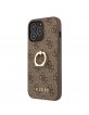 Guess iPhone 14 Pro Case Cover 4G Ring Holder Brown